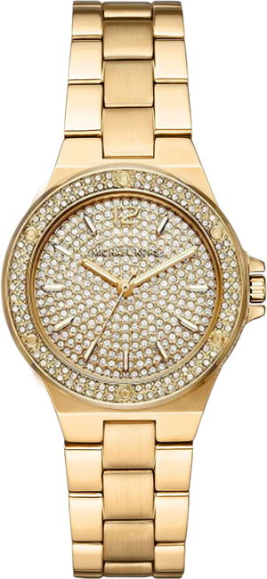 Michael Kors Lennox Three Hand Gold Dial Gold Steel Strap Watch For Women - MK7289