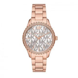 Michael Kors Layton Three Hand Silver Dial Rose Gold Steel Strap Watch For Women - MK7297