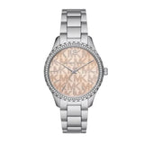 Michael Kors Layton Three Hand Pink Dial Silver Steel Strap Watch For Women - MK7298