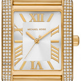 Michael Kors Emery Three Hand Silver Dial Gold Steel Strap Watch For Women - Mk7300