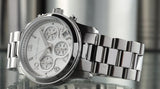 Michael Kors Runway Chronograph Silver Dial Silver Steel Strap Watch For Women - MK7325