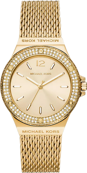 Michael Kors Lennox Three-Hand Gold Dial Gold Mesh Bracelet Watch For Women - MK7335