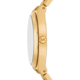 Michael Kors Lennox Three Hand Silver Dial Gold Steel Strap Watch For Women - MK7391