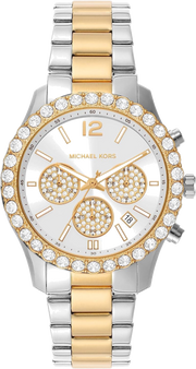 Michael Kors Berkley Chronograph Silver Dial Two Tone Steel Strap Watch For Women - MK7415