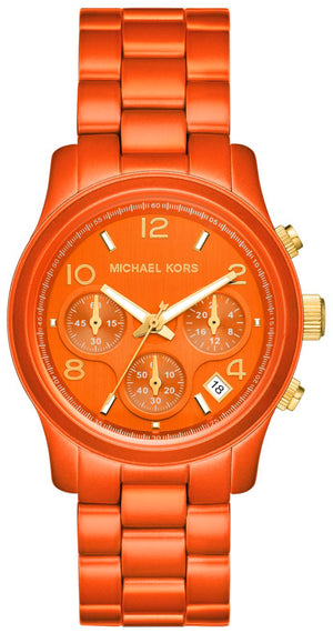 Michael Kors Runway Chronograph Limited Edition Orange Dial Orange Steel Strap Watch for - MK7477LE