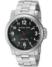 Michael Kors Paxton Analog Black Dial Silver Steel Strap Watch For Men - MK8500