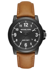 Michael Kors Paxton Analog Black Dial Brown Rubber Strap Watch For Men - MK8502