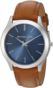 Michael Kors Slim Runway Analog Blue Dial Brown Leather Strap Watch For Men - MK8508