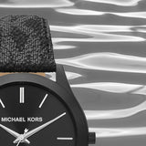 Michael Kors Slim Runway Black Dial Black Leather Strap Watch For Men - MK8908