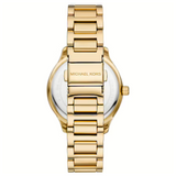 Michael Kors Sage Three-Hand Mother of Pearl White Dial Gold Steel Strap Watch for Women - MK4805