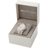 Michael Kors Everest Chronograph White Dial Two Tone Steel Strap Watch For Women - MK7214