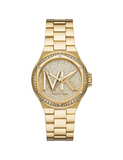 Michael Kors Lennox Three Hand Gold Dial Gold Steel Strap Watch For Women - MK7229