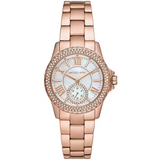 Michael Kors Camille Quartz Mother of Pearl White Dial Rose Gold Steel Strap Watch For Women - MK7364