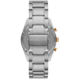 Michael Kors Accelerator Chronograph White Dial Silver Steel Strap Watch For Men - MK9112