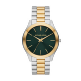 Michael Kors Slim Runway Quartz Green Dial Two Tone Steel Strap Watch for Women - MK9149