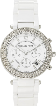 Michael Kors Parker White Dial White Ceramic Strap Watch for Women - MK5654