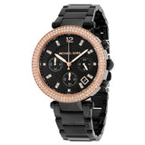 Michael Kors Parker Black Dial with Diamonds Black Steel Strap Watch for Women - MK5885