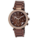 Michael Kors Parker Chronograph Brown Dial Brown Steel Strap Watch For Women - MK5578