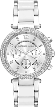 Michael Kors Parker Chronograph Silver Dial Silver Steel Strap Watch For Women - MK6354