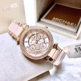 Michael Kors Parker Pink Dial Two Tone Steel Strap Watch for Women - MK6110