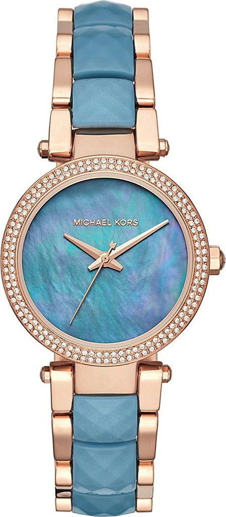 Michael Kors Parker Blue Mother of Pearl Dial Two Tone Steel Strap  Watch for Women - MK6491