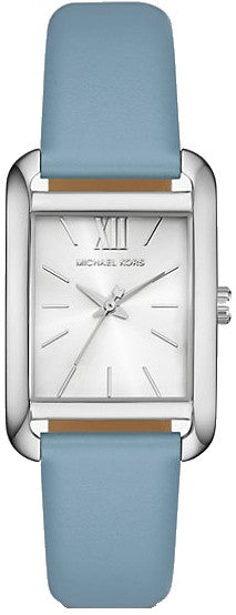 Michael Kors Petite Monroe White Dial Blue Leather Strap Watch for Women - MKO1061