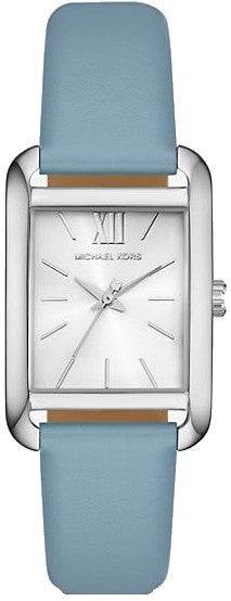 Michael Kors Petite Monroe White Dial Blue Leather Strap Watch for