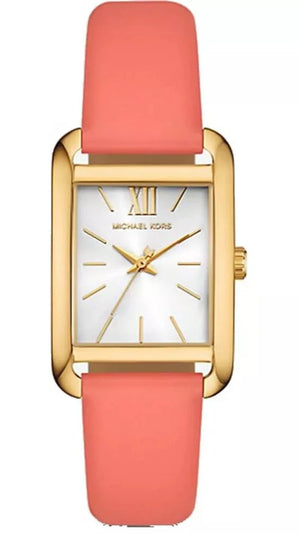 Michael Kors Petite Monroe White Dial Orange Leather Strap Watch for Women - MKO1060