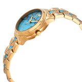 Michael Kors Petite Runway Mercer Blue Dial Gold Steel Strap Watch For Women - MK6673