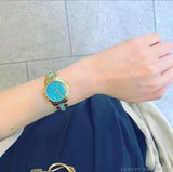 Michael Kors Petite Runway Mercer Blue Dial Gold Steel Strap Watch For Women - MK6673