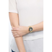 Michael Kors Portia Black Dial Gold Steel Strap Watch for Women - MK3788