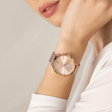 Michael Kors Portia Rose Gold Dial Rose Gold Mesh Bracelet Watch