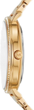 Michael Kors Pyper Three-Hand Black Dial Gold Steel Strap Watch For Women - MK4593