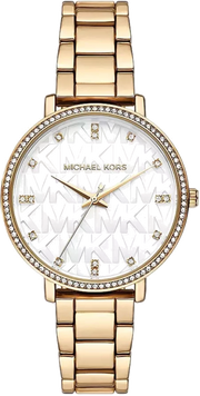 Michael Kors Pyper Three Hand White Dial Gold Steel Strap Watch For Women - MK4666
