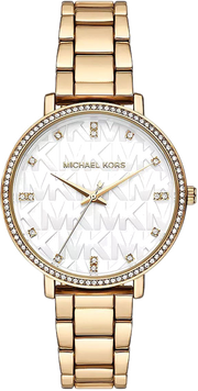 Michael Kors Pyper Three Hand White Dial Gold Steel Strap Watch For Women - MK4666