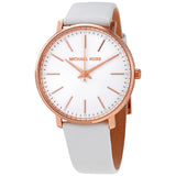 Michael Kors Pyper Quartz White Dial White Leather Strap Watch For Women - MK2800