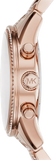 Michael Kors Ritz Chronograph Rose Gold Dial Rose Gold Steel Strap Watch For Women - MK6485