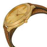 Michael Kors Runway Gold Dial Brown Leather Strap Watch For Women - MK2256