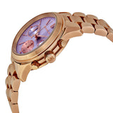 Michael Kors Runway Chronograph Purple Dial Rose Gold Steel Strap Watch For Women - MK6163