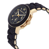 Michael Kors Runway Chronograph Black Dial Black Silicone Strap Watch For Women - MK7385