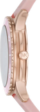 Michael Kors Runway Three Hand Crystal Pave Dial Pink Rubber Strap Watch For Women - MK6854