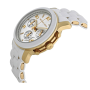 Michael Kors Runway Chronograph White Dial White Steel Strap Watch for Women - MK5145