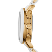 Michael Kors Runway Chronograph White Dial White Steel Strap Watch for Women - MK5145