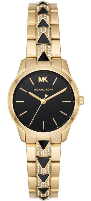 Michael Kors Runway Mercer Quartz Black Dial Two Tone Steel Strap Watch For Women - MK6672