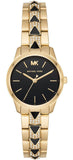 Michael Kors Runway Mercer Quartz Black Dial Two Tone Steel Strap Watch For Women - MK6672