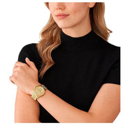 Michael Kors Runway Chronograph Gold Dial Gold Steel Strap Watch For Women - MK7323