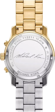 Michael Kors Runway Chronograph Gold Dial Two Tone Steel Strap Watch For Women - MK7329