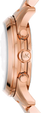 Michael Kors Runway Chronograph Pink Dial Rose Gold Steel Strap Watch For Women - MK7352