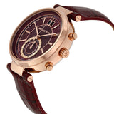 Michael Kors Sawyer Maroon Dial Maroon Leather Strap Watch for Women - MK2426