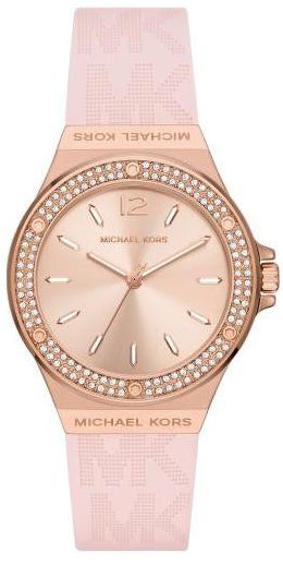 Michael Kors Mini Lennox Three-Hand Rose Gold Dial Pink Silicone Strap Watch For Women - MK7282